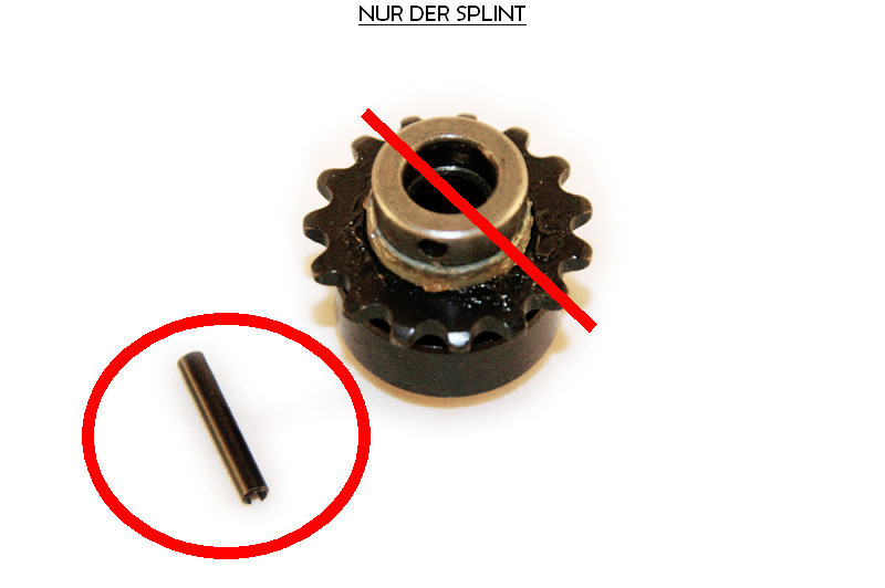 Splint für die Motorritzel